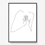 FredericForest_Grammatical_Print_MinimalDrawingArt_50x70cm_WomanHands2_Framed_Black