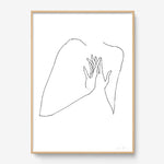 FredericForest_Grammatical_Print_MinimalDrawingArt_50x70cm_WomanHands2_Framed_Natural