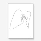 FredericForest_Grammatical_Print_MinimalDrawingArt_50x70cm_WomanHands2_Framed_White