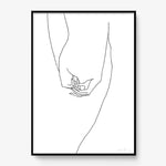 FredericForest_Grammatical_Print_MinimalDrawingArt_50x70cm_WomanHands_Framed_Black