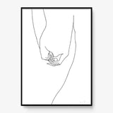 FredericForest_Grammatical_Print_MinimalDrawingArt_50x70cm_WomanHands_Framed_Black