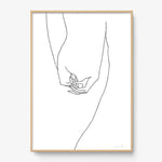 FredericForest_Grammatical_Print_MinimalDrawingArt_50x70cm_WomanHands_Framed_Natural