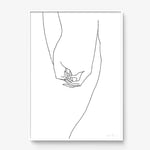FredericForest_Grammatical_Print_MinimalDrawingArt_50x70cm_WomanHands_Framed_White