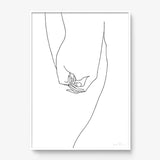 FredericForest_Grammatical_Print_MinimalDrawingArt_50x70cm_WomanHands_Framed_White