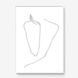 FredericForest_Grammatical_Print_MinimalDrawingArt_50x70cm_WomanLooking_Framed_White