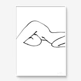 FredericForest_Grammatical_Print_MinimalDrawingArt_50x70cm_WomanResting04_Framed_White