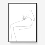 FredericForest_Grammatical_Print_MinimalDrawingArt_50x70cm_WomanResting1_Framed_Black