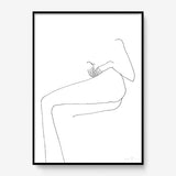 FredericForest_Grammatical_Print_MinimalDrawingArt_50x70cm_WomanResting1_Framed_Black