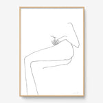 FredericForest_Grammatical_Print_MinimalDrawingArt_50x70cm_WomanResting1_Framed_Natural