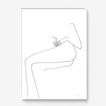 FredericForest_Grammatical_Print_MinimalDrawingArt_50x70cm_WomanResting1_Framed_White