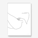 FredericForest_Grammatical_Print_MinimalDrawingArt_50x70cm_WomanResting2_Framed_White