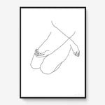 FredericForest_Grammatical_Print_MinimalDrawingArt_50x70cm_WomanSitting2_Framed_Black