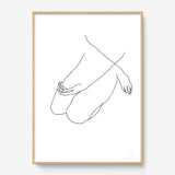 FredericForest_Grammatical_Print_MinimalDrawingArt_50x70cm_WomanSitting2_Framed_Natural