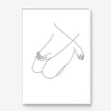 FredericForest_Grammatical_Print_MinimalDrawingArt_50x70cm_WomanSitting2_Framed_White