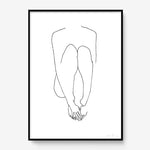 FredericForest_Grammatical_Print_MinimalDrawingArt_50x70cm_WomanSitting3_Framed_Black