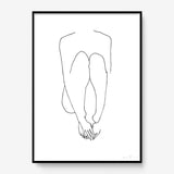 FredericForest_Grammatical_Print_MinimalDrawingArt_50x70cm_WomanSitting3_Framed_Black