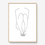 FredericForest_Grammatical_Print_MinimalDrawingArt_50x70cm_WomanSitting3_Framed_Natural