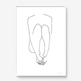 FredericForest_Grammatical_Print_MinimalDrawingArt_50x70cm_WomanSitting3_Framed_White