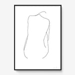 FredericForest_Grammatical_Print_MinimalDrawingArt_50x70cm_WomanSittingFromBack_Framed_Black