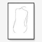 FredericForest_Grammatical_Print_MinimalDrawingArt_50x70cm_WomanSittingFromBack_Framed_Black