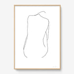 FredericForest_Grammatical_Print_MinimalDrawingArt_50x70cm_WomanSittingFromBack_Framed_Natural