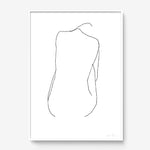 FredericForest_Grammatical_Print_MinimalDrawingArt_50x70cm_WomanSittingFromBack_Framed_White
