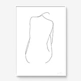 FredericForest_Grammatical_Print_MinimalDrawingArt_50x70cm_WomanSittingFromBack_Framed_White