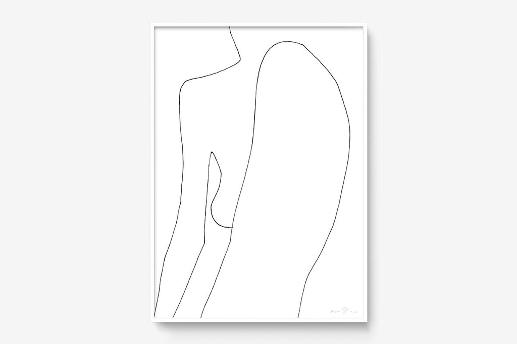 FredericForest_Grammatical_Print_MinimalDrawingArt_50x70cm_WomanStanding3_Framed_White