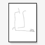 FredericForest_Grammatical_Print_MinimalDrawingArt_50x70cm_WomanThinking3_Framed_Black