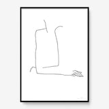 FredericForest_Grammatical_Print_MinimalDrawingArt_50x70cm_WomanThinking3_Framed_Black