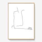 FredericForest_Grammatical_Print_MinimalDrawingArt_50x70cm_WomanThinking3_Framed_Natural