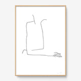 FredericForest_Grammatical_Print_MinimalDrawingArt_50x70cm_WomanThinking3_Framed_Natural