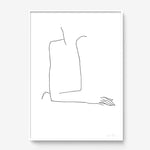 FredericForest_Grammatical_Print_MinimalDrawingArt_50x70cm_WomanThinking3_Framed_White