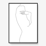 FredericForest_Grammatical_Print_MinimalDrawingArt_50x70cm_WomanThinking4_Framed_Black