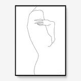 FredericForest_Grammatical_Print_MinimalDrawingArt_50x70cm_WomanThinking4_Framed_Black