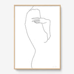FredericForest_Grammatical_Print_MinimalDrawingArt_50x70cm_WomanThinking4_Framed_Natural