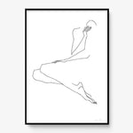 FredericForest_Grammatical_Print_MinimalDrawingArt_50x70cm_WomanWaiting3_Framed_Black