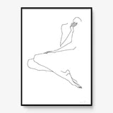 FredericForest_Grammatical_Print_MinimalDrawingArt_50x70cm_WomanWaiting3_Framed_Black