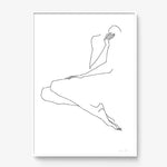 FredericForest_Grammatical_Print_MinimalDrawingArt_50x70cm_WomanWaiting3_Framed_White