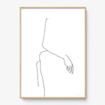 FredericForest_Grammatical_Print_MinimalDrawingArt_50x70cm_WomanWaiting4_Framed_Natural