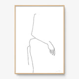 FredericForest_Grammatical_Print_MinimalDrawingArt_50x70cm_WomanWaiting4_Framed_Natural