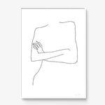 FredericForest_Grammatical_Print_MinimalDrawingArt_50x70cm_WomanWaiting6_Framed_White
