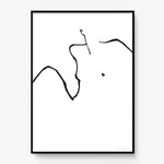 FredericForest_Grammatical_Print_MinimalDrawingArt_50x70cm_WomanWakingUp1_Framed_Black