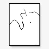 FredericForest_Grammatical_Print_MinimalDrawingArt_50x70cm_WomanWakingUp1_Framed_Black