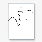 FredericForest_Grammatical_Print_MinimalDrawingArt_50x70cm_WomanWakingUp1_Framed_Natural