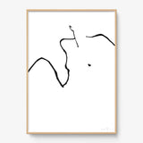 FredericForest_Grammatical_Print_MinimalDrawingArt_50x70cm_WomanWakingUp1_Framed_Natural