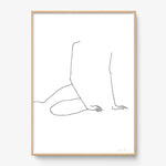 FredericForest_Grammatical_Print_MinimalDrawingArt_50x70cm_WomanWakingUp2_Framed_Natural