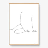 FredericForest_Grammatical_Print_MinimalDrawingArt_50x70cm_WomanWakingUp2_Framed_Natural