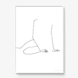 FredericForest_Grammatical_Print_MinimalDrawingArt_50x70cm_WomanWakingUp2_Framed_White
