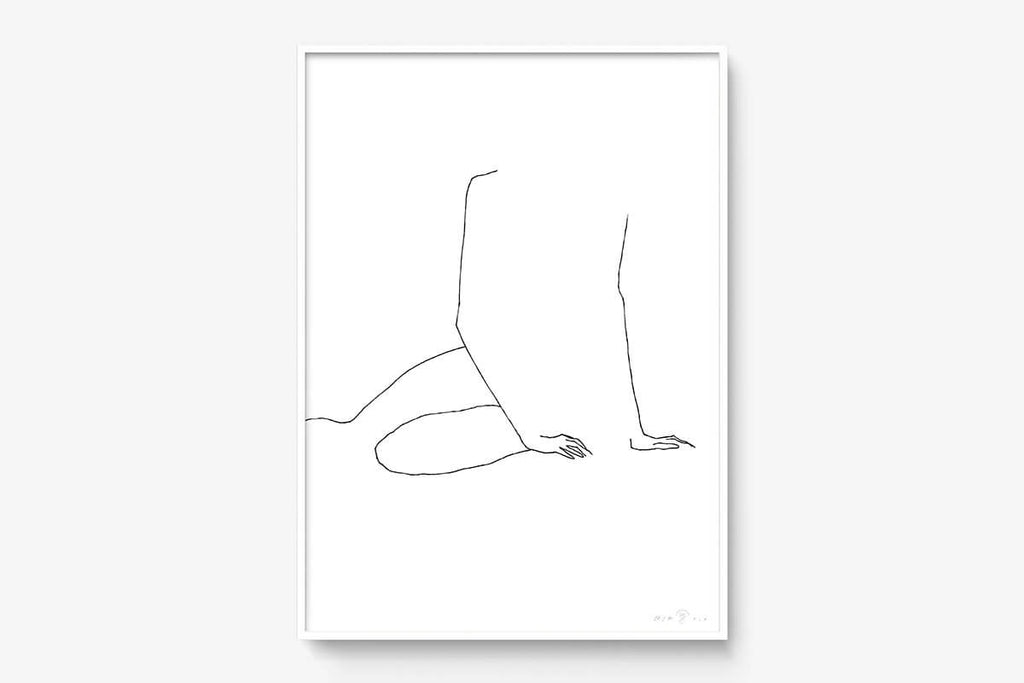FredericForest_Grammatical_Print_MinimalDrawingArt_50x70cm_WomanWakingUp2_Framed_White